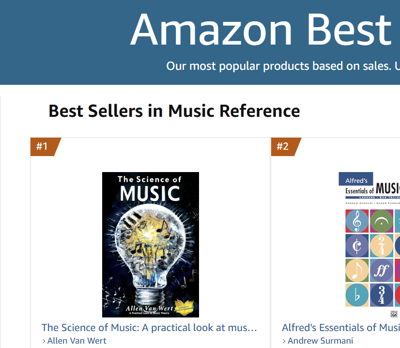 Amazon Best Sellers in Music Reference showing The Science of Music at #1
